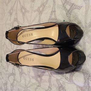 Used Guess Black Open Toed Heels